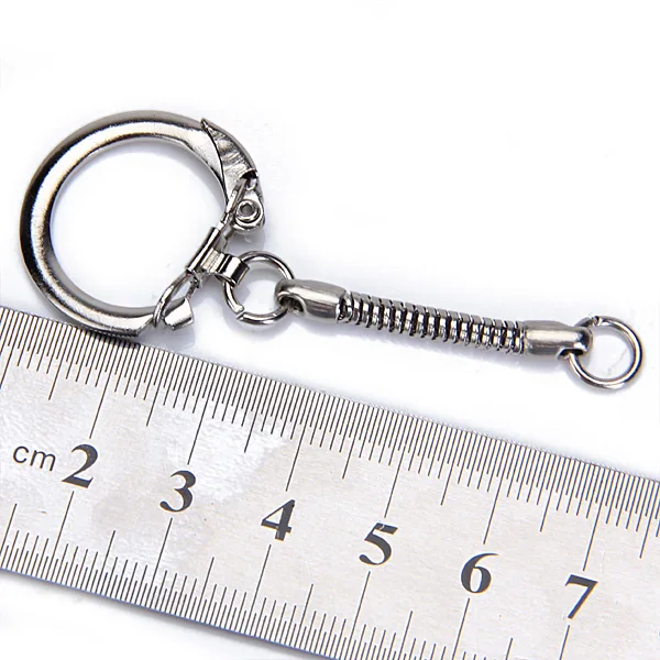 10pcs Silver Metal  Chain W. Clasp Key Ring Keychain Keyring Bag Charm Crafts Supplies