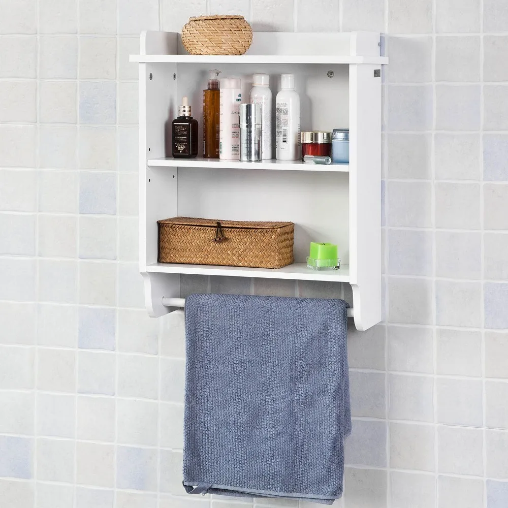 SoBuy/® pared estanter/ía toallero frg117/ de W estanter/ía de pared para ba/ño con 2/ estantes y una barra