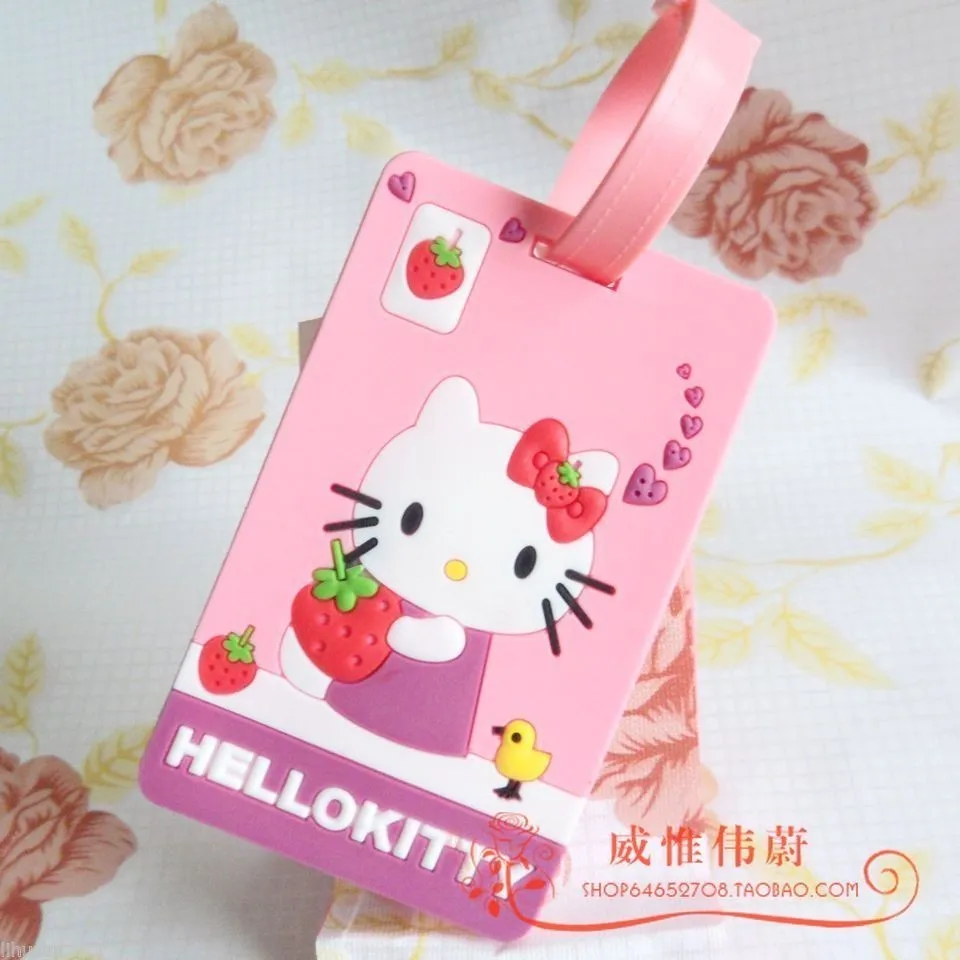 Wholesale10pcs Стильный мультфильм рисунок «Hello Kitty» Милая резиновая багажная бирка, карточка крышка