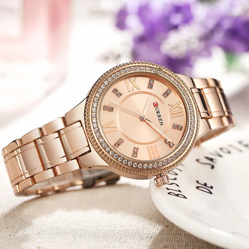 CURREN 9004 золотые часы женские креативные стальные с браслетом Relogio Feminino Montre