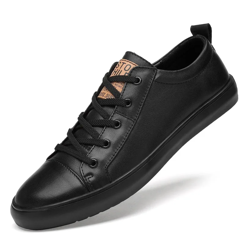 Merkmak/мужская повседневная обувь из натуральной кожи; классические модные мужские удобные кроссовки на плоской подошве со шнуровкой; Мужская обувь; Прямая поставка - Цвет: black  shoes