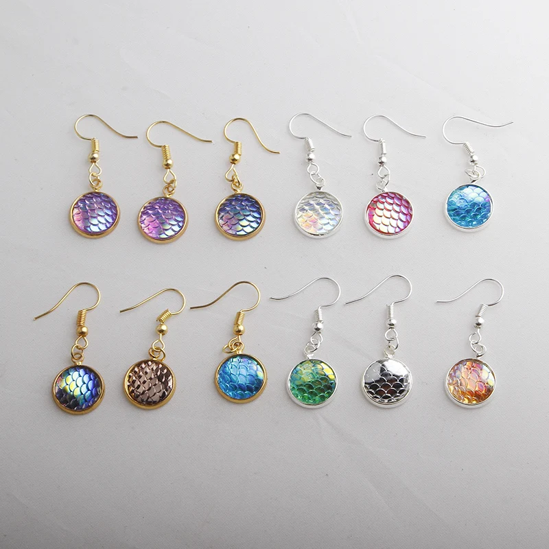European Style Fish Scale Pattern Resin Stone Earr...