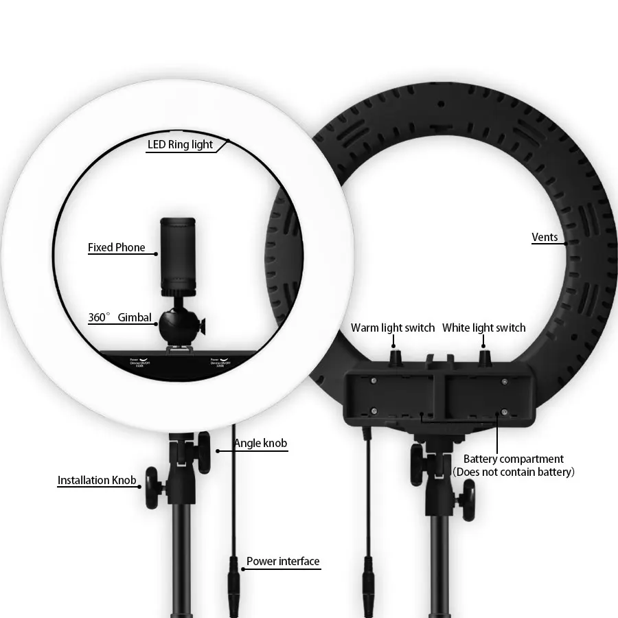Фотостудия камера телефон видео 14 дюймов 55 Вт 240 шт светодиодный кольцевой светильник 5500K фотография регулируемое кольцо лампа с 200 см штатив