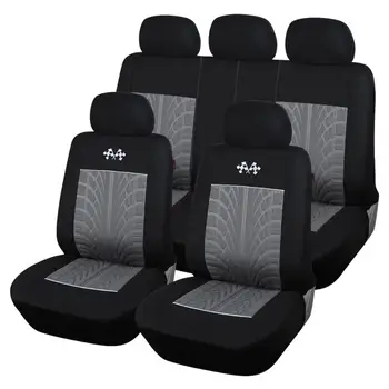 

9Pcs/Set Car Seat Cover Set Universal Automobile Front Rear Seat Cover With Tire Track Detail Styling Car Seat Protector