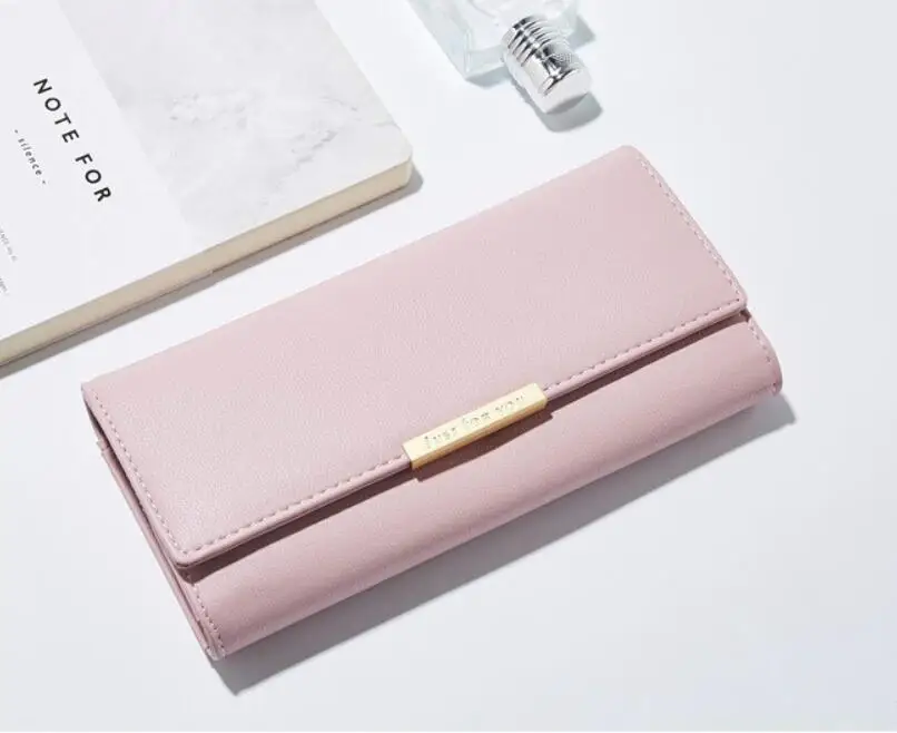 

Ladies' pure color pu wallet 2019 fashionable ladies' hand purse simple multi-card high-capacity ladies' purse