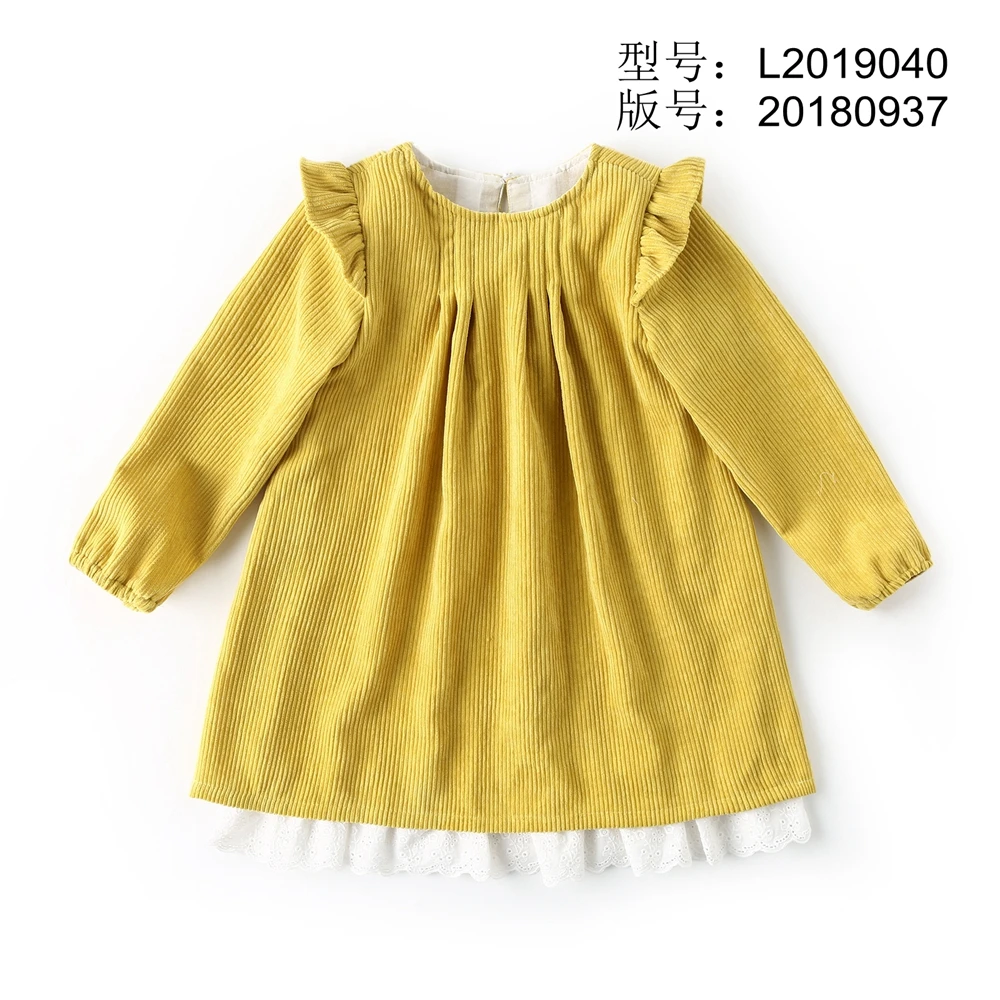 Dream Cradle Yellow Sweet dress with lace , Vintage corduroy dress Baby Girls spanish style Frock   Handmade Cotton Kids Dresses (2)