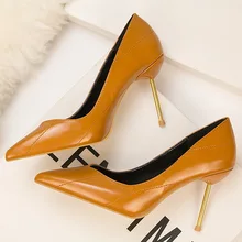 Ou Mo brand Pointed Shallow sandals women?s High heels 9cm Office & Career Wedding banquet leather High heels Women's shoes