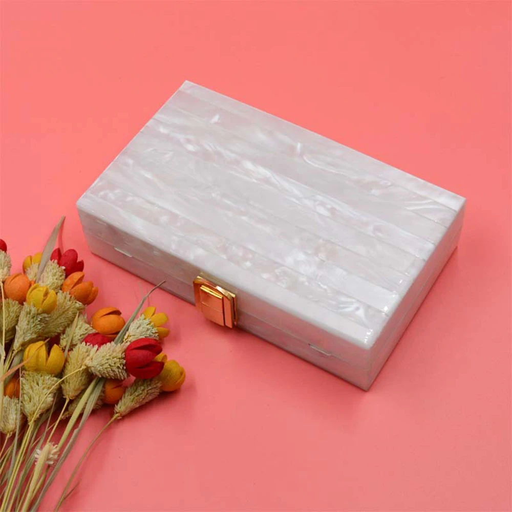 

Fashion new lady Shoulder Bags Handbags Summer Clear Acrylic Stripes Days Clutches Chain Small Square Ladies Bags Evening Bags