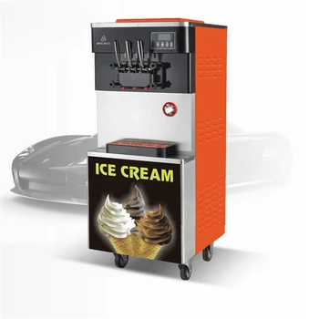 

220V 28L/H Commercial 3 Flavors Yogurt Soft Ice Cream Machine Vertical Three Colors Professional Ice Cream Cone Maker