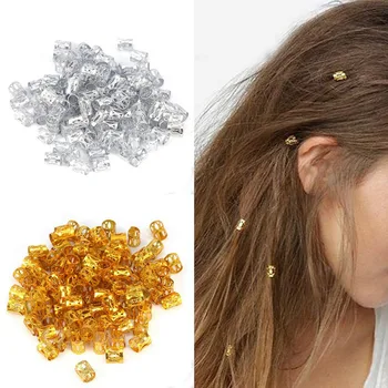 

100Pcs/pack Hair Decor Extension Braids Cuff Hole Dreadlocks Dread Beads Rings Clips Pins Adjustable Tube Set