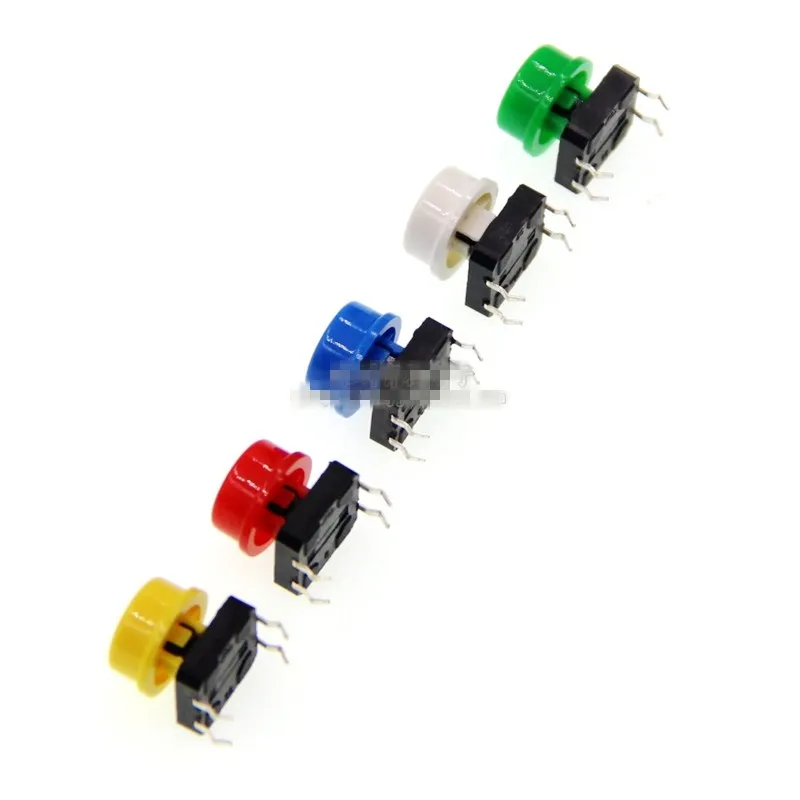 

Tactile Push Button Switch Momentary 12*12*7.3MM Micro Switch Button + 5 Colors Tact Cap for DIY Kit