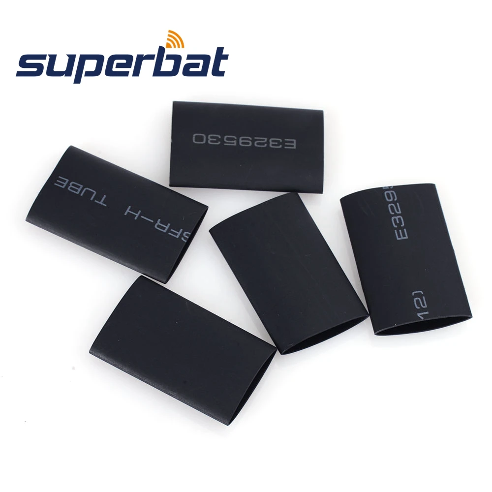 Superbat 100pcs Black Heat Shrink Tubing Wire Wrap Sleeve 12mm Diameter 30mm Long for RG8 LMR400 Cable