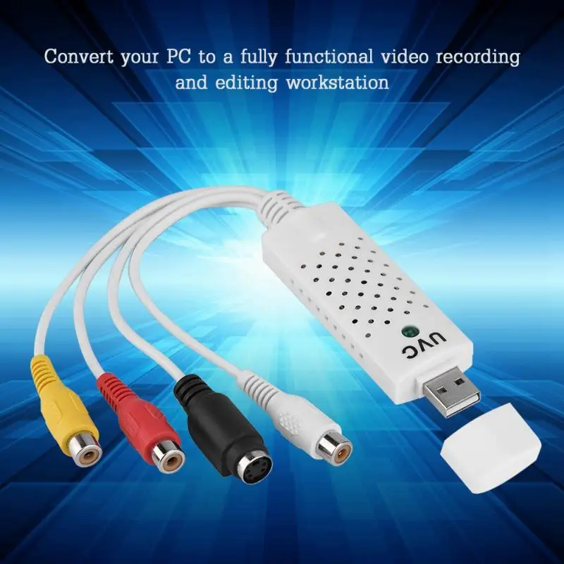 White USB 2.0 Video Acquisition Card TV Tuner DVD Audio Capture Card