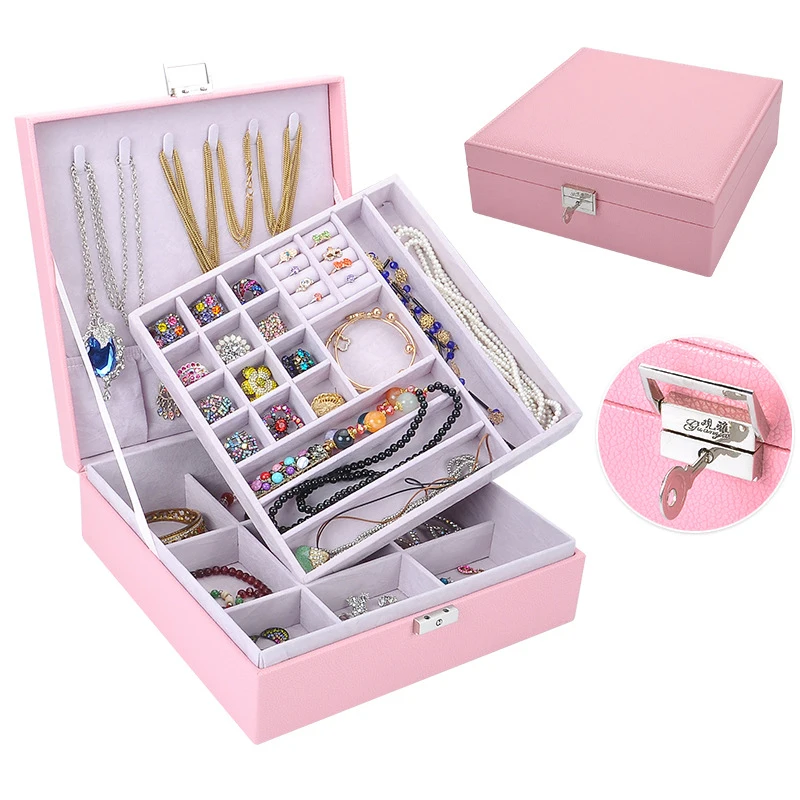 New Leather Jewelry Box Gift Box Jewelry Packaging Display Large Women Organizer Case Luxury