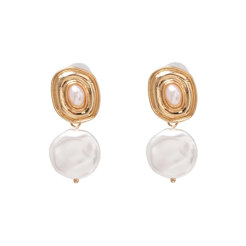 

New Pearl Stud Earrings Gold Statement Earrings For Women Weddings Party Geometric Jewelry Gift