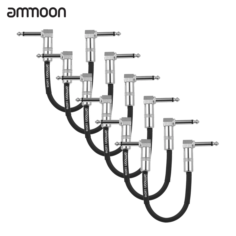 Ammoon гитарная педаль эффектов инструмент патч-кабель 30 см/1/4 футов длиной 6,35 дюйма мм серебристо-правый(3 шт/6 шт опционально - Цвет: 15cm