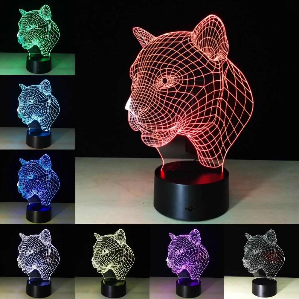 Cheetah Leopard 3D света деко светодиодный настольная лампа USB зарядка Спальня Гостиная бар атмосфера Декор светодиодный акриловые лампы