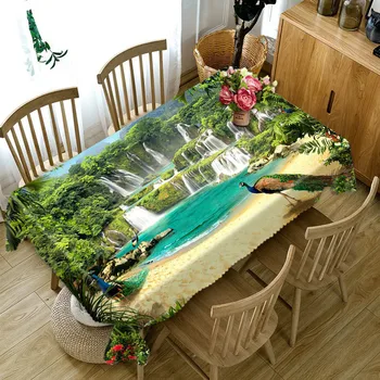 

green tablecloth Cofffee Dining Waterproof 3D rectangular tablecloth party round table cloth customized size Cushion cover