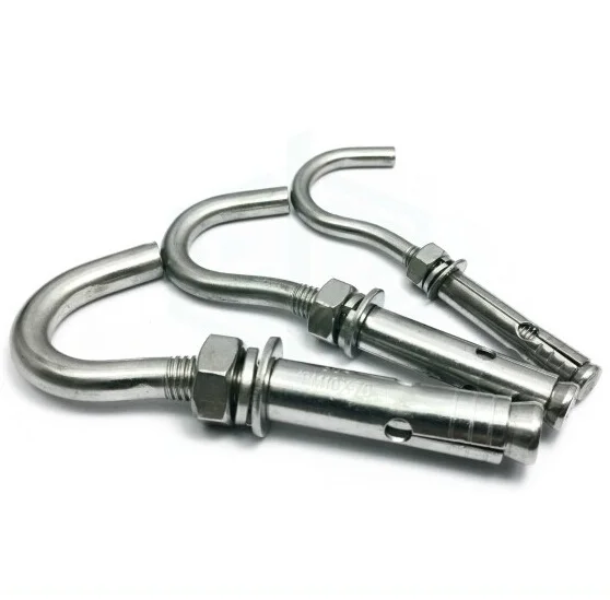 304 Stainless Steel Expansion Screw Hook with hook Bolts M6 / M8 / M10