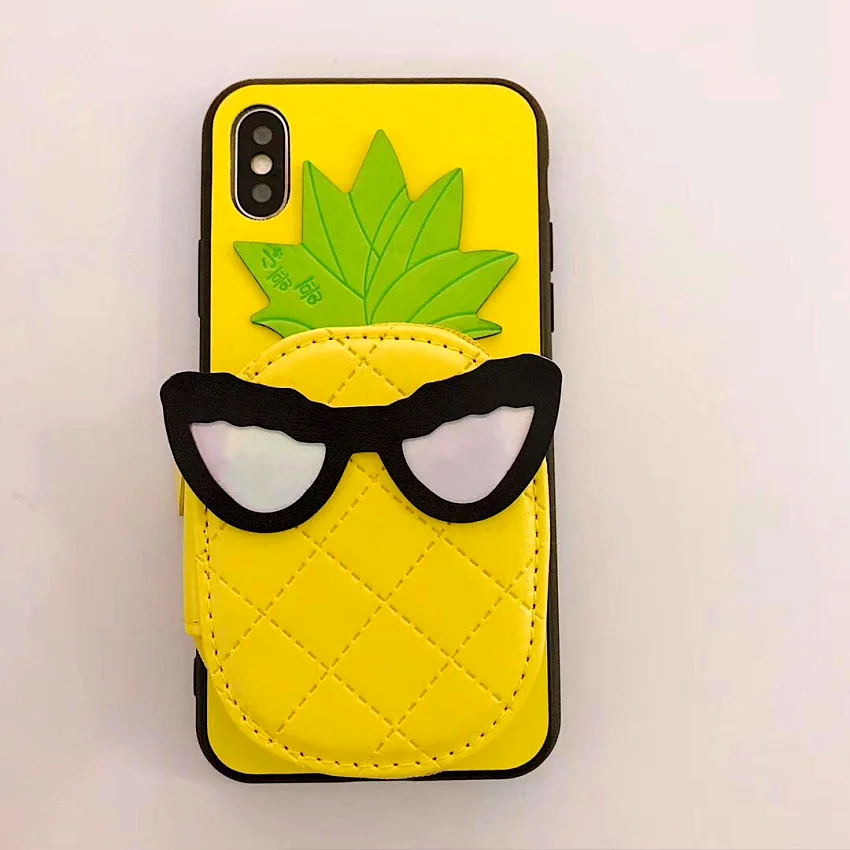 Coin Purse trend Suprem Cute Pineapple Soft Silicone yellow  cover cases for iphone 6 S 6S plus 7 7plus 8 8plus X (11)