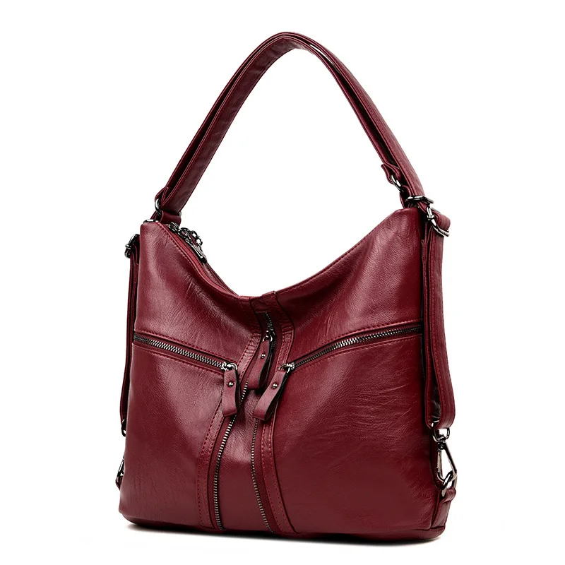  3 In 1 Multifunctional Backpack Women Soft Leather Backpack Female Travel Shoulder Bag Convertable  - 32967930739