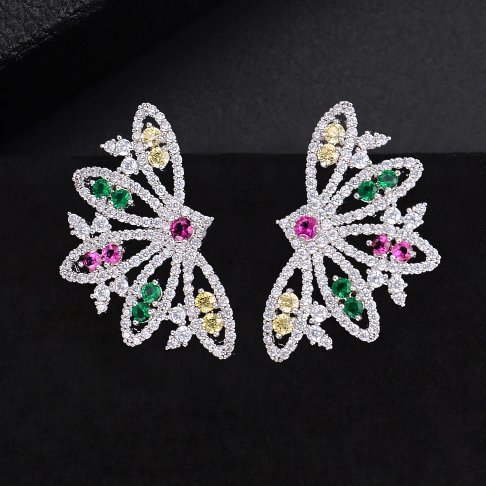 

SISCATHY Charms Colorful AAA Cubic Zirconia Butterfly Earrings Elegant Cute korean indian Stud Earrings for Women Ear Jewelry