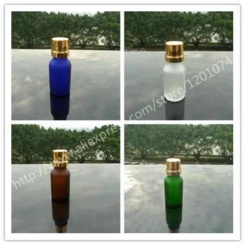 

15ml clear/brown/green/blue frosted Glass Bottle With aluminum shiny gold anti-theft cap+clear insert.Oil vial,for Essential Oil