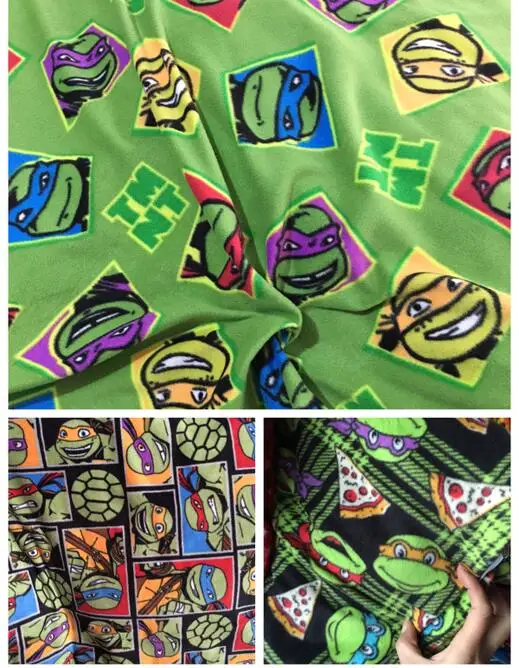 

50*150cm Teenage Mutant Ninja Turtles warmer polar fleece fabric For Sewing Fat Patchwork boy quilt blanket shirt pajamas Cloth