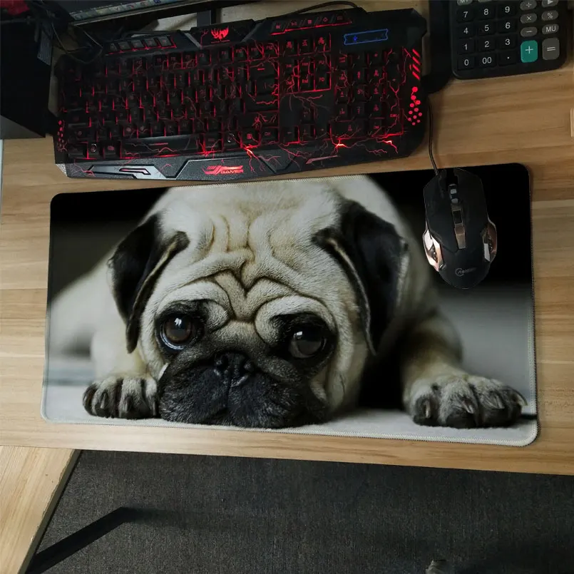 pug funny animals wallpaper notbook computer Gaming Rectangle Silicon Durable Mouse Pad Computer Mouse Mat (9)