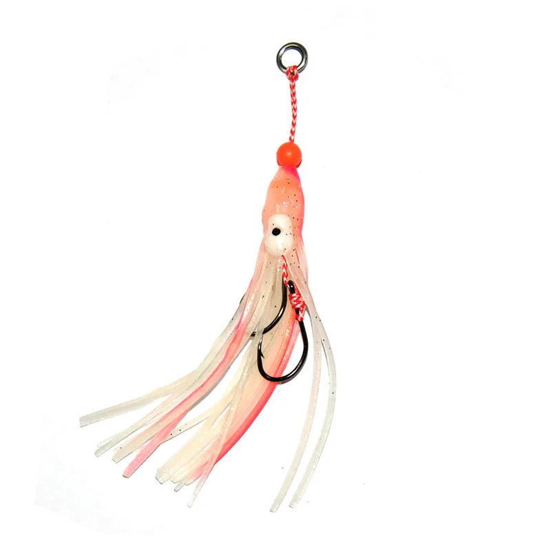 100pcs Jig Assist Hooks With Squid Skirts Trailer for Saltwater Fishing