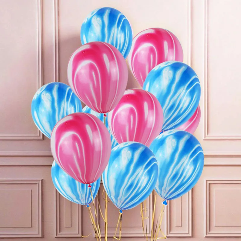 

5pcs 12 Inch Latex Balloons Pink Blue Agate Marble Balloon Inflatable Air Ballons for Baby Shower Birthday Party Supplies