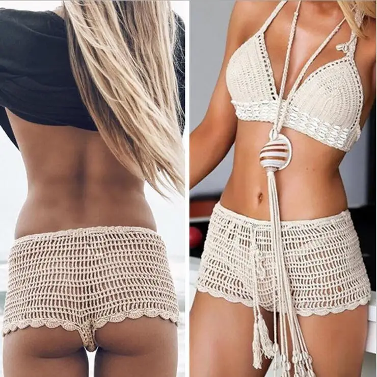

Sexy Summer Shorts 2019 Women Short Pant Sexy See Through Crochet Shorts Casual Black Beach Hot Shorts Sport wear Swimwear