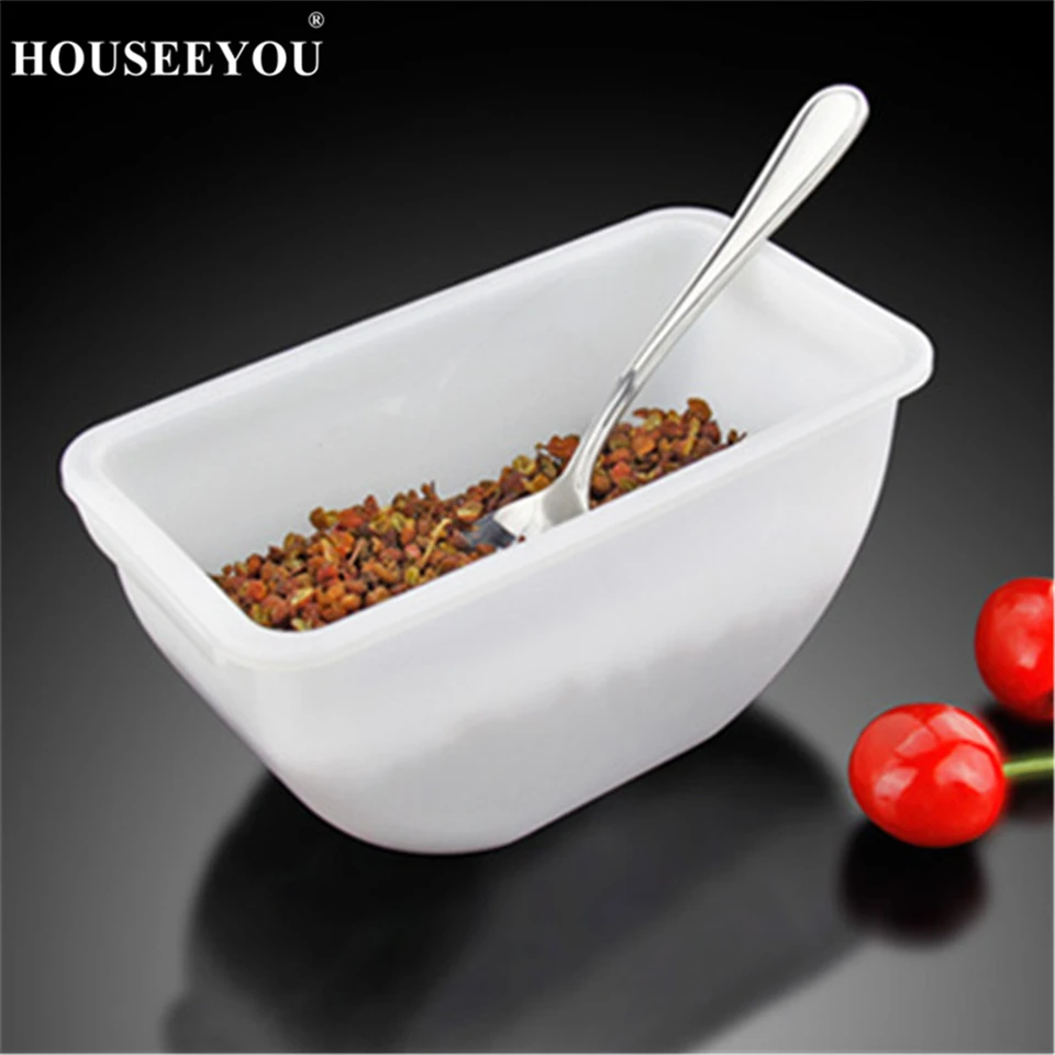 HOUSEEYOU 4in1 Salt Pepper Condiment Seasoning Box Container Herb Spice Jar Containers Sugar Can Stainless Steel Kitchen Storage