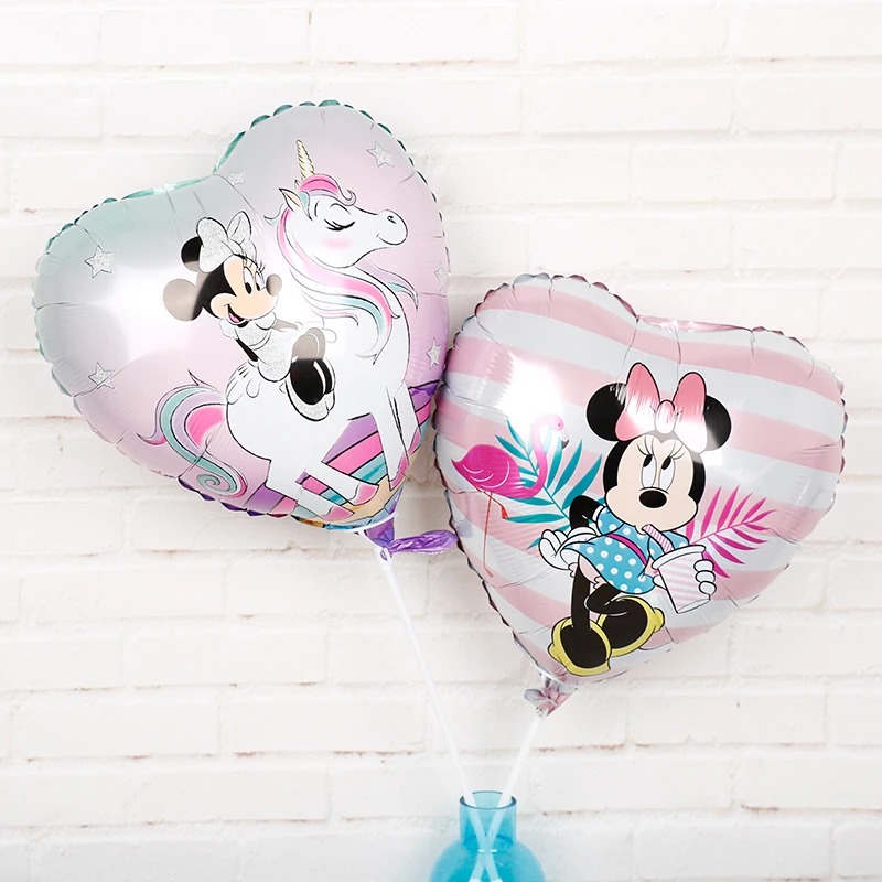 

30pcs Minnie mouse birthday party decor baby shower helium ballon 18inch heart shape baby girl princess air globo lovely toys