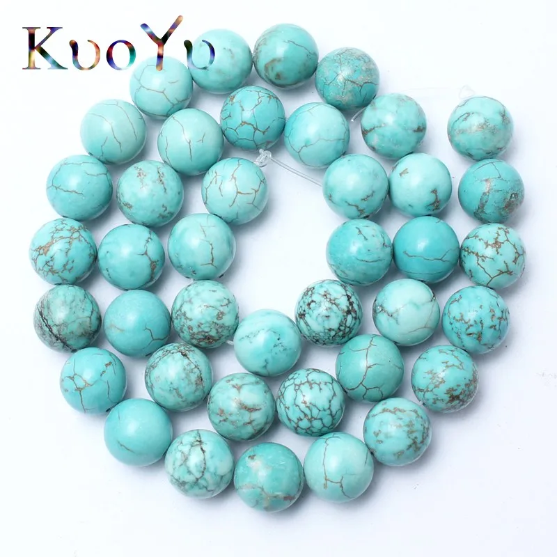 

Natural Stone Beads Blue Turquoises Round Beads For Jewelry Making 15.5" Pick Size 4 6 8 10 12MM DIY Bracelet Necklace Wholesale
