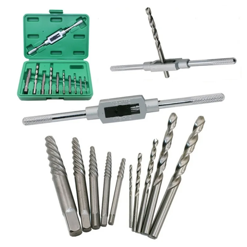 

11Pcs Screw Extractor Tool Kit Drill Bits With Box Bolt Stud Remover Tap Wrench LS'D Tool