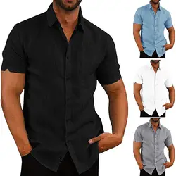MJartoria мужские рубашки на пуговицах с коротким рукавом, с воротником для рыбалки, простые летние рубашки