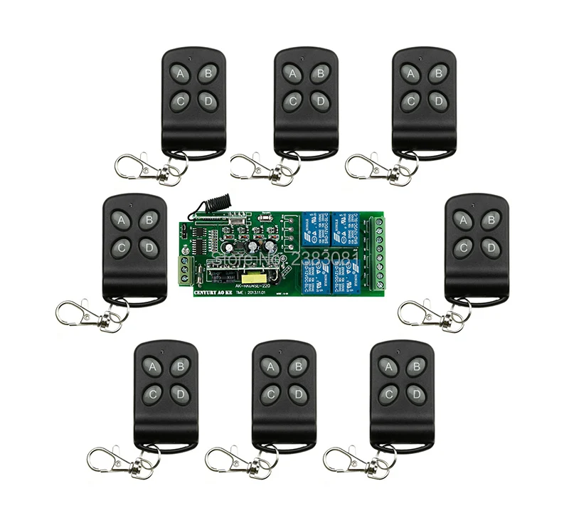 AC85v~250V 110V 220V 230V 4CH RF Wireless Remote Control Relay Switch Security System Garage Doors, Rolling Gate Electric Doors