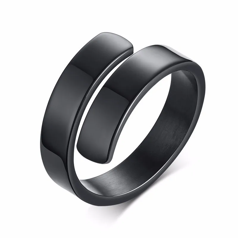 Vnox, регулируемое женское кольцо, персонализированное серебряное кольцо из нержавеющей стали, подарок на день рождения - Цвет основного камня: blank black