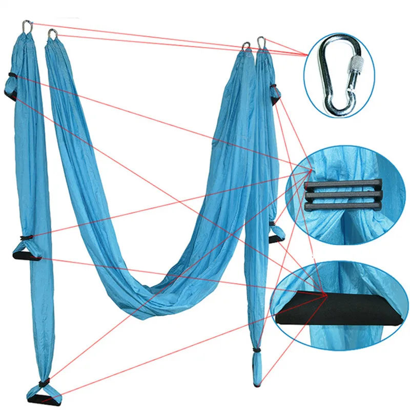 BlueSong гамак для йоги качающийся парашютный тканевый инверсии терапия антигравитационный высокопрочный декомпрессионный гамак для йоги Тренажерный зал подвесной