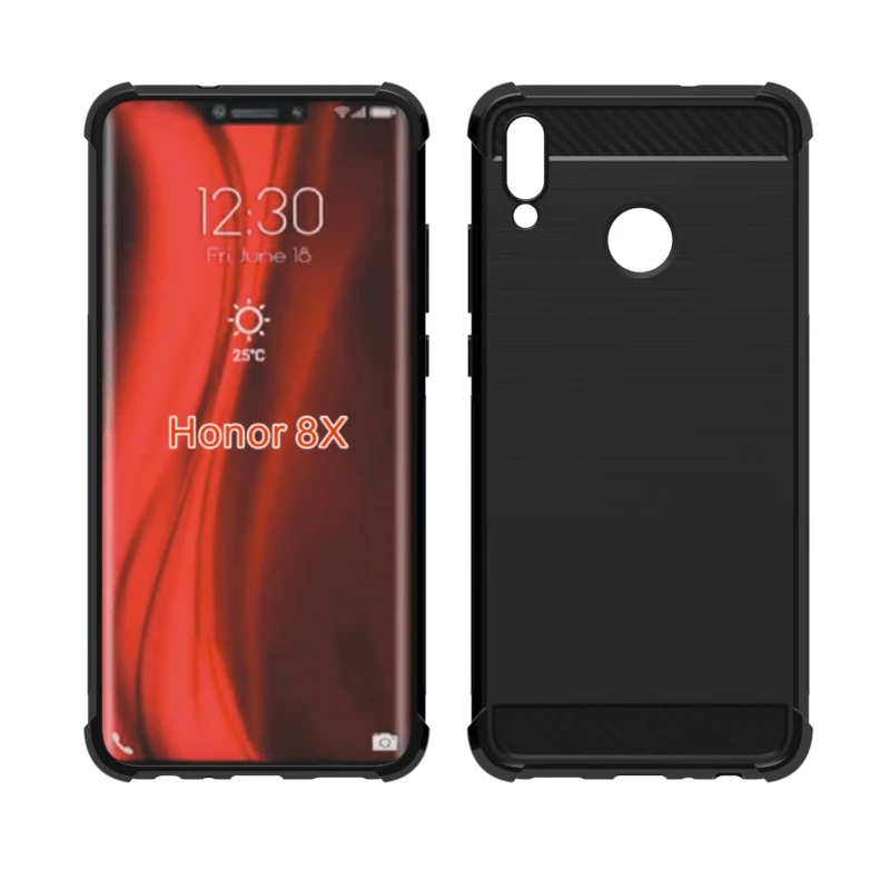 Shock Absorption Cover Soft TPU Anti Scratch Carbon Fiber Design Back Case for huawei honor 8X photo