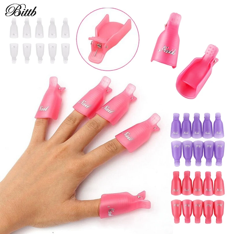 Bittb 10Pcs Nail Polish Remover Cover Aid Clip Nail Gel Remover Wrap