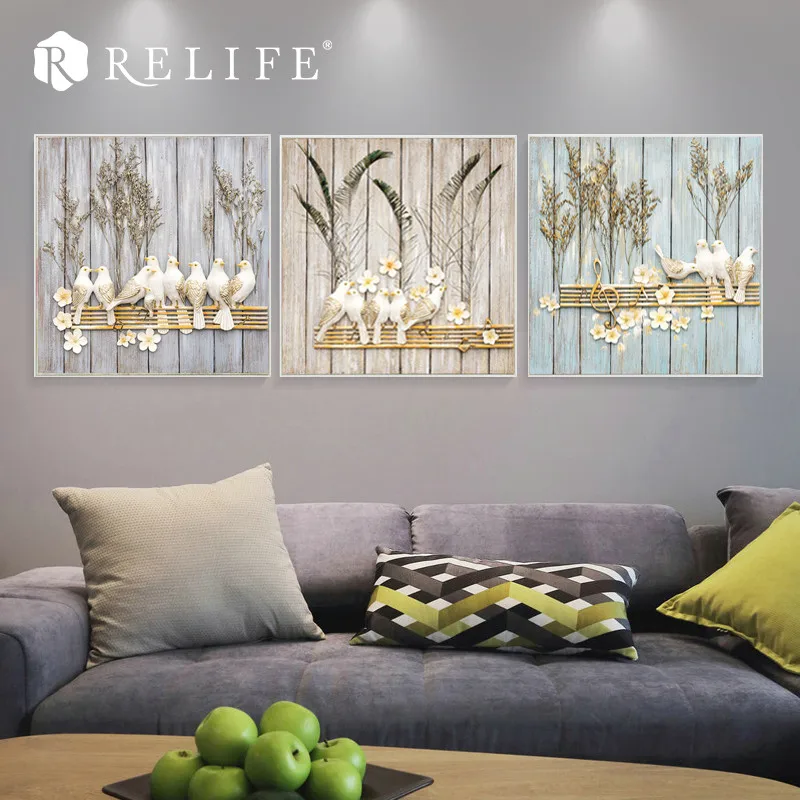 

Handmade Acrylic Oil Painting on Wood Resin Birds Decorative Wall Pictures Home Decor