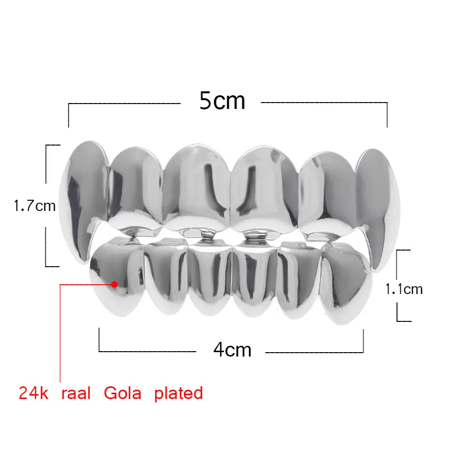 UWIN Настоящее блестящее! Золотой Серебряный цвет хип-хоп ЗУБЫ грили верхней и нижней гриль набор с силиконовыми вампирскими зубами