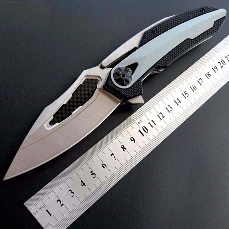 

D2 + Carbon CNC Folding Knife Ball Bearing Camping Knives G10 Handle Pocket Tactical Knife Flipper Outdoor Survival Tool Knives