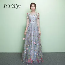

It's Yiiya Floral Illusion Backless Print Zipper A-line Evening Dresses Floor Length Party Gown Evening Gowns Prom Dresses LX030