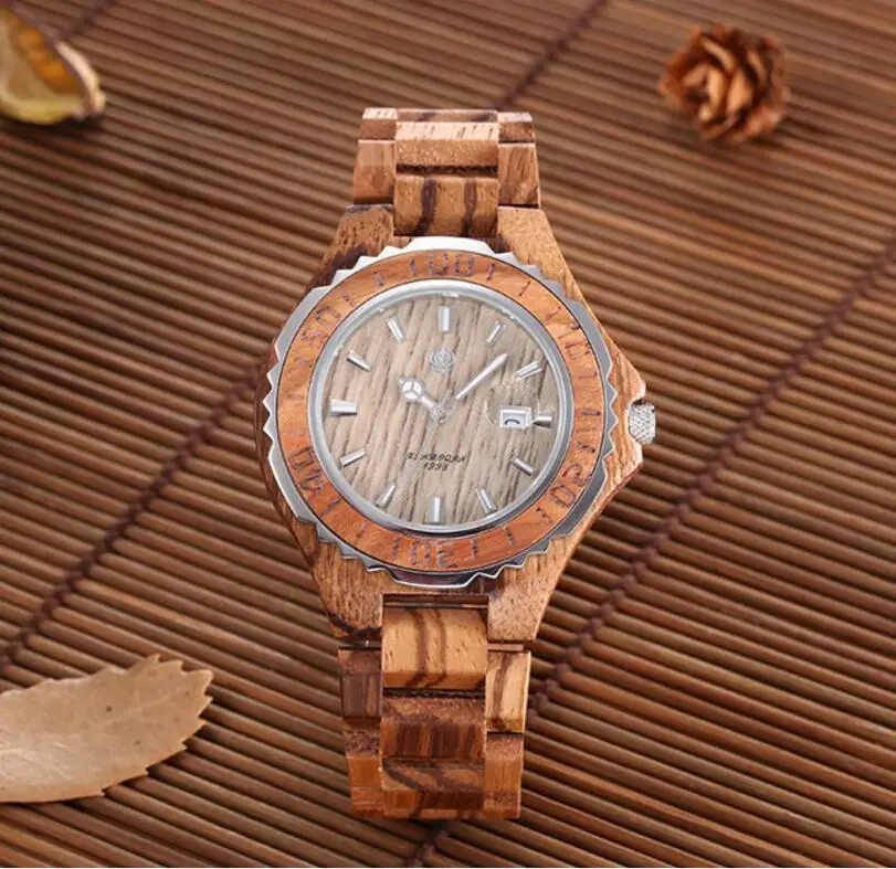 

XINBOQIN Brand Woden Watch Japan Quartz Lovers Watches High Quality Natural Sandalwood Wristwatch Couple Calendar Men Watches