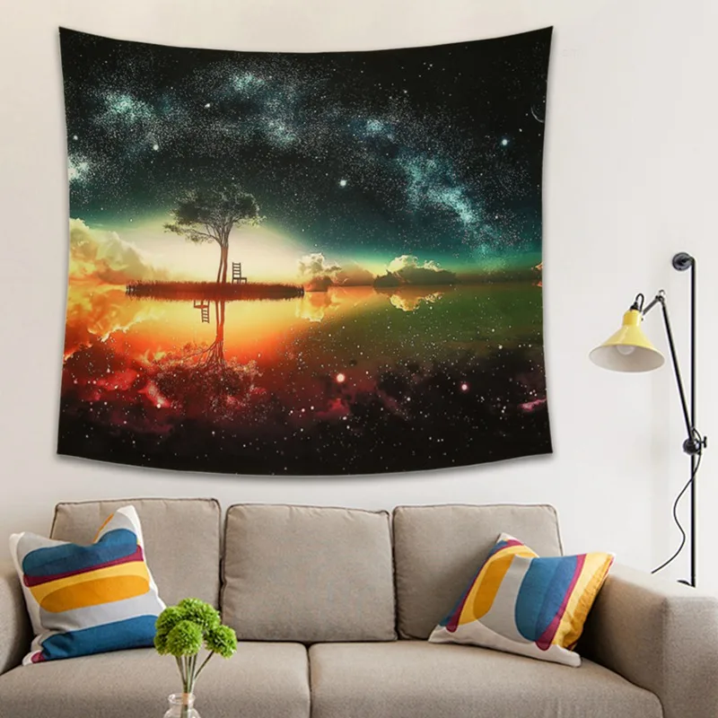 

Galaxy Starry Sky Hanging Wall Tapestry Rectangle Home Decor Yoga Beach Towel Picnic Blanket Throw Rug Wall Carpet Polyester