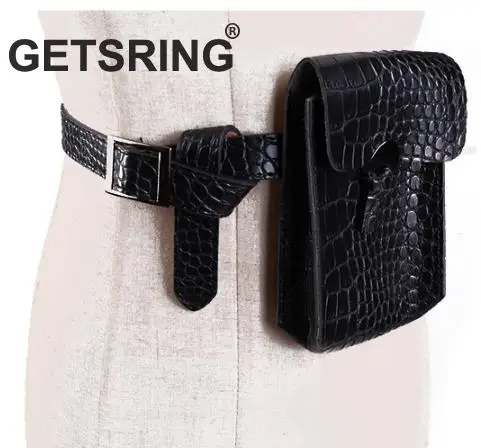 

GETSRING Women Belt Crocodile PU Leather Belt All-match Retro Women Belts Adjustable Free Size Fits All Multi Ways Using Waist