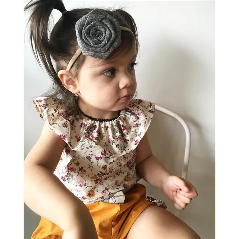 Girls suit summer 2019 new cotton Toddler Kids Girl Floral Sleeveless Tops+Bow Shorts Pants Outfits Clothes Set  (12)